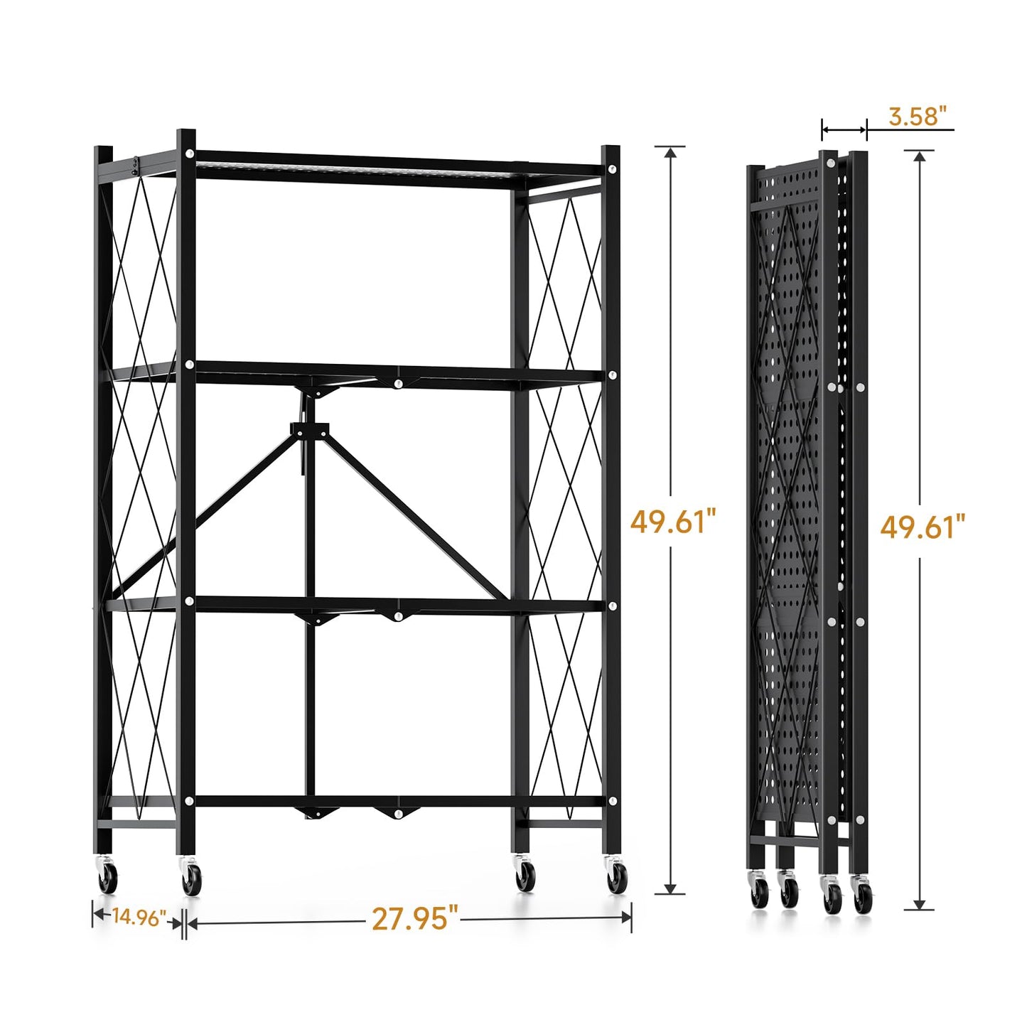 Simple Deluxe 3-Tier Folding Storage Shelves,