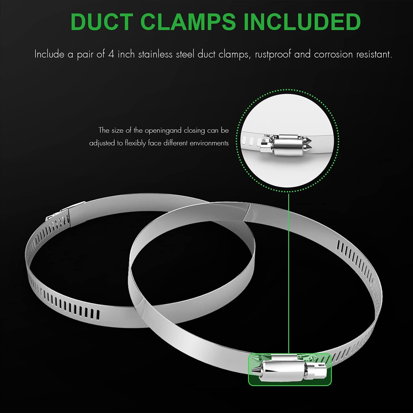 HealSmart Exhaust Inline Duct Fan Vent Booster Blower and Non-Insulated Flex Air Aluminum Foil Ducting for Indoor Grow Tent Hydroponics Ventilation