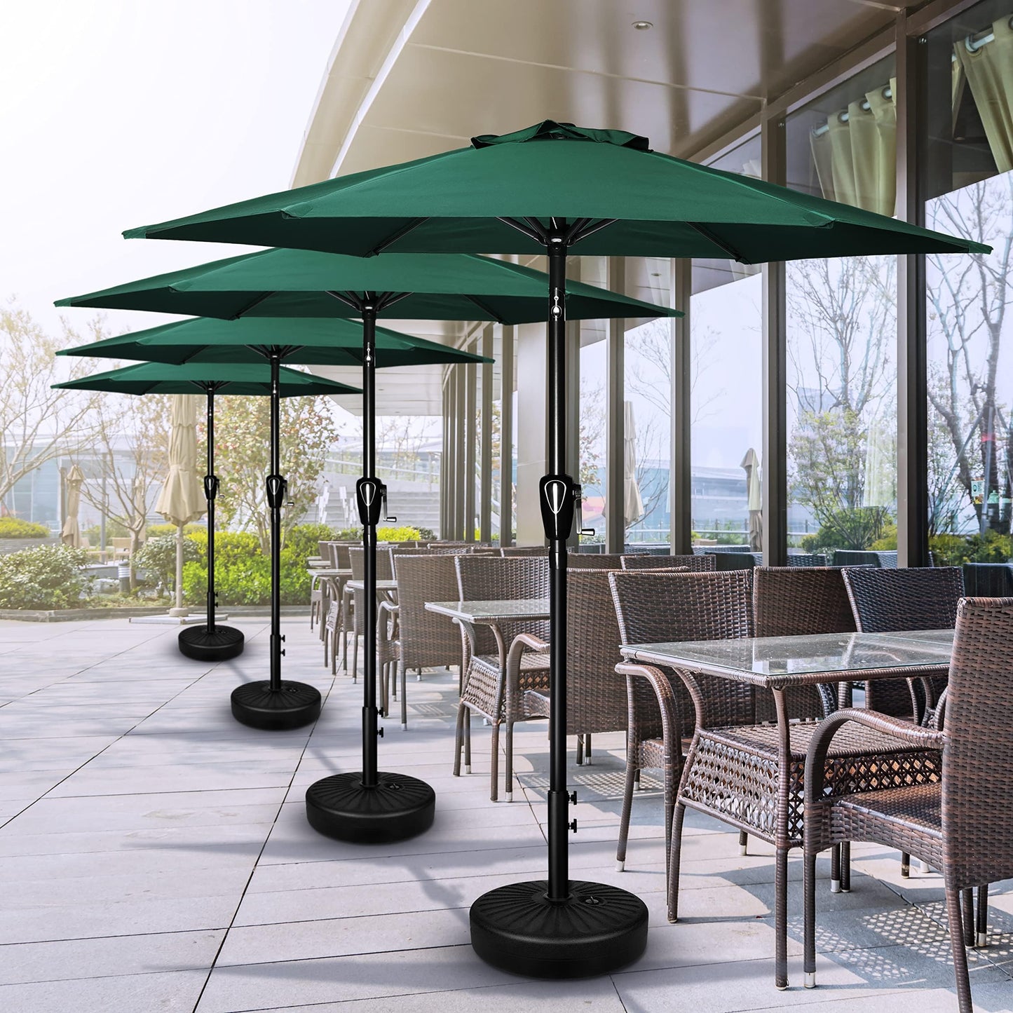 Simple Deluxe 9FT Outdoor Patio Umbrella Table Market Umbrella with Push Button Tilt and Crank, 8 Sturdy Ribs, UV Protection Waterproof for Garden, Lawn, Deck, Backyard, Pool