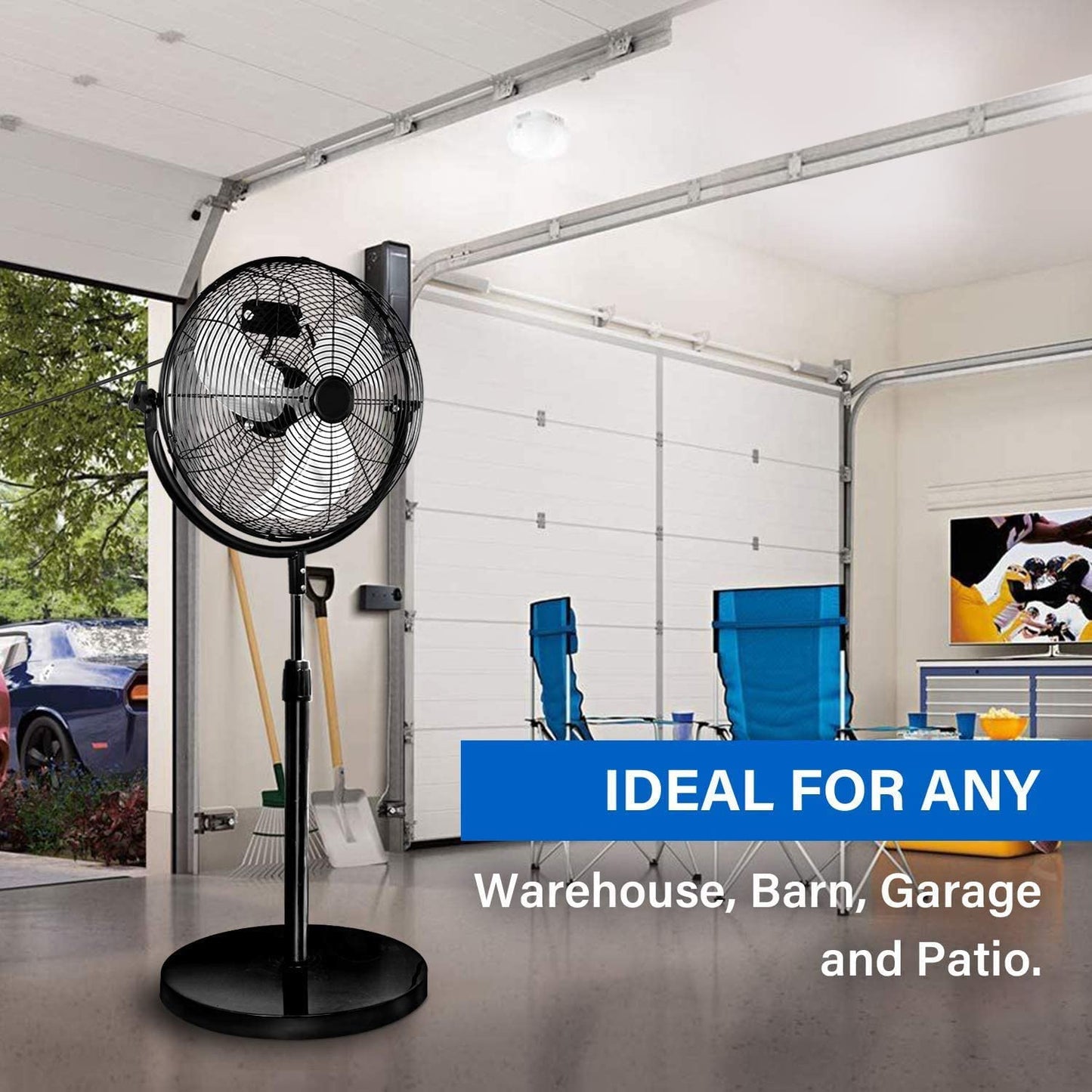 Simple Deluxe 16" Pedestal Fan for Bedroom, 75° Oscillating Standing Floor Fan with 3 Speeds, Powerful 20ft/s Airflow, Adjustable Height & Tilt, Remote Control, for Home & Office Group