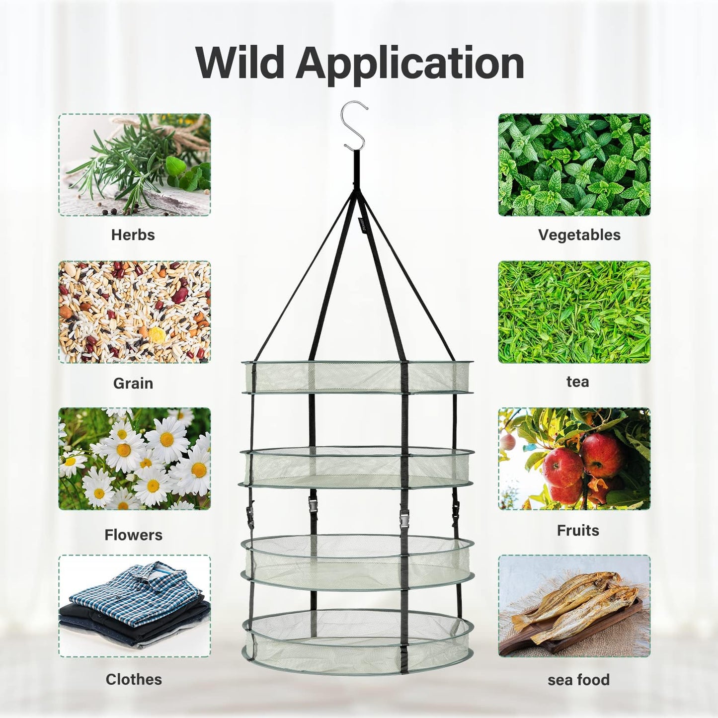YSSOA Herb Drying Rack Zippered Hanging Dryer with Garden Pruning Shear and Hook for Hydroponics Herb, Plant, Seed, Bud