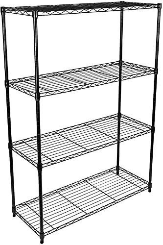 4-Tier Heavy Duty Storage Shelving Unit 1000Lb Capacity,Black,35.83L x 13.98W x 55.91H inch