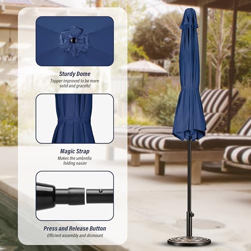 Simple Deluxe 9FT Outdoor Patio Umbrella Table Market Umbrella with Push Button Tilt and Crank, 8 Sturdy Ribs, UV Protection Waterproof for Garden, Lawn, Deck, Backyard, Pool