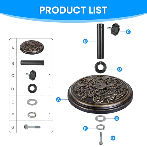 Simple Deluxe LBS Patio Umbrella Base Heavy Duty Market Umbrellas Round Stand for Outdoor