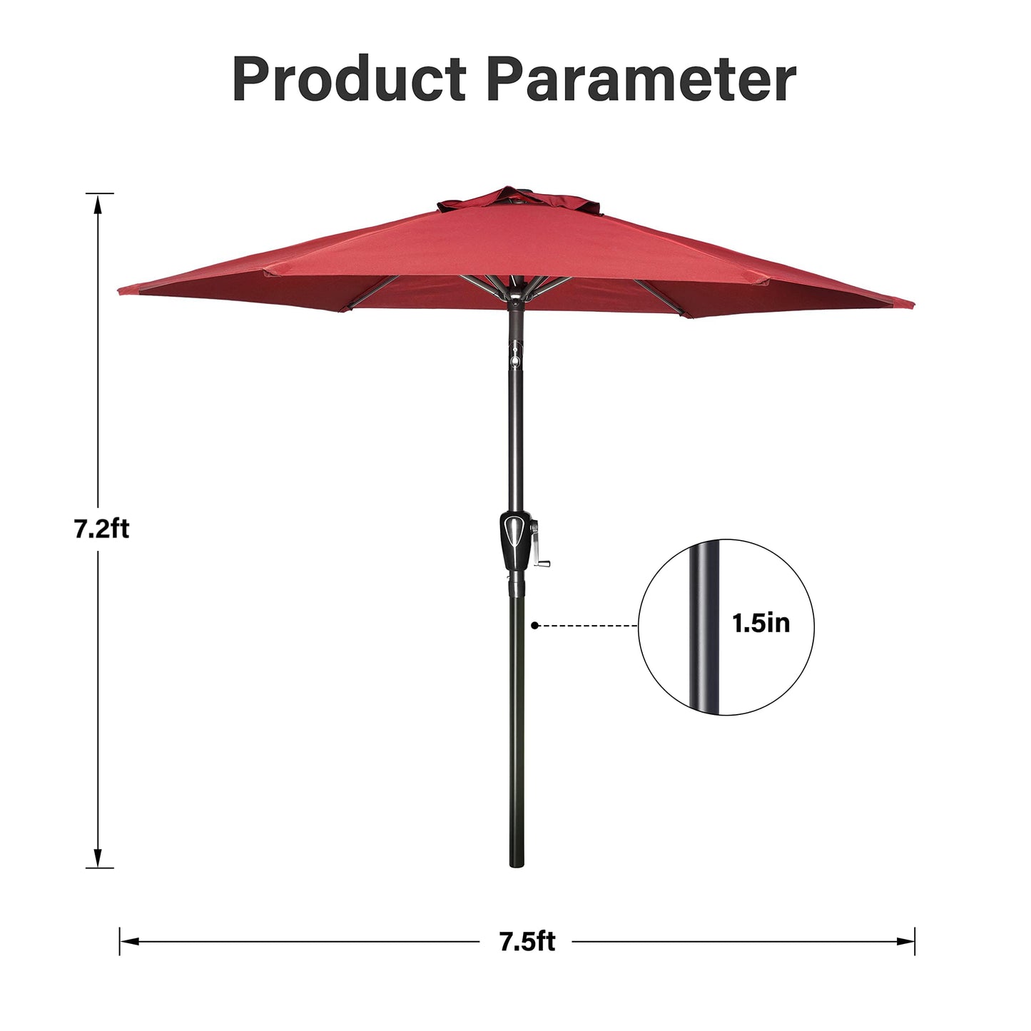 Simple Deluxe 9FT Outdoor Patio Umbrella Table Market Umbrella with Push Button Tilt and Crank, 8 Sturdy Ribs, UV Protection Waterproof for Garden, Lawn, Deck, Backyard, Pool