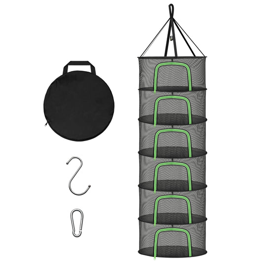 YSSOA 4 Layer 24'' Herb Drying Rack, Hanging Dry Mesh Folding Basket Dryer with Detachable Design & Hook for Plants, Herbs, Seeds and Buds in Grow Tent, Closet, Hydroponics, Garden Outdoor