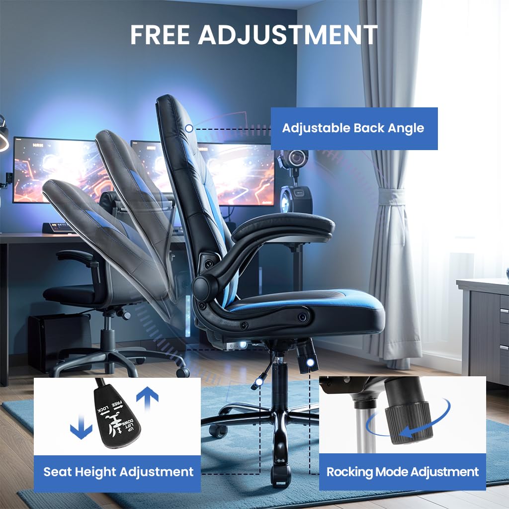 Gaming Chair, Backrest and Seat Height Adjustable Swivel Recliner Racing Office Computer Ergonomic Video Game Chair with Footrest and Lumbar Support