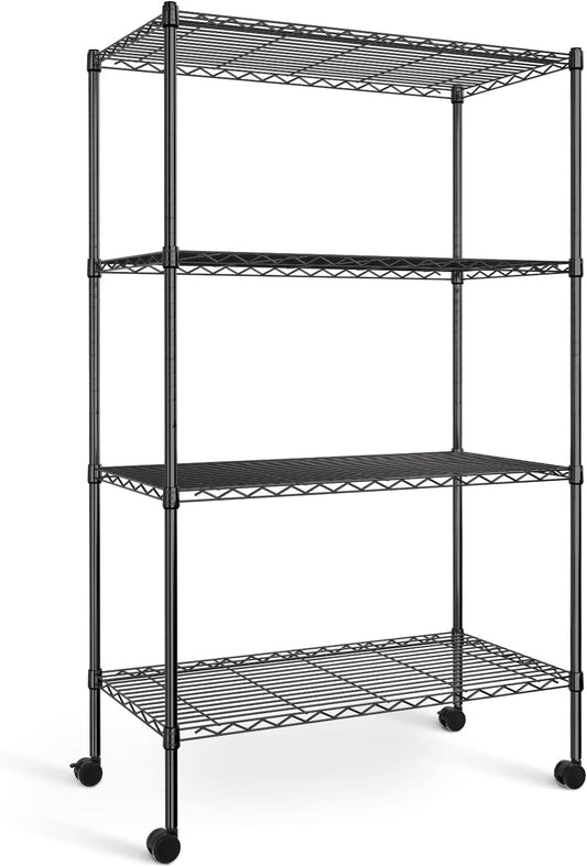 Simple Deluxe Heavy Duty 4-Shelf Storage Shelving Unit, 36" D x 14" W x 55.91" H Steel Organizer Wire Rack 1000Lb Capacity, Black