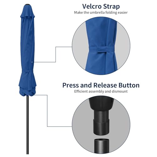 Simple Deluxe Patio Umbrella Outdoor, UV Protection Sunshade with Push Button Tilt/Crank and 8 Sturdy Ribs, for Table Garden Lawn Beach Pool