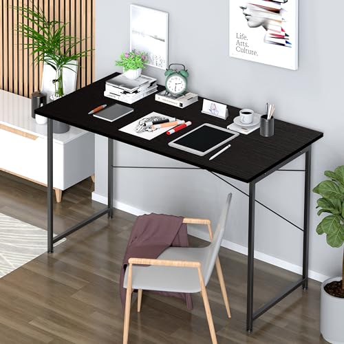 YSSOA Small Space Writing Desk with Headphone Hooks, Modern Simple Design, Suitable for Study, Home Office and Living Room