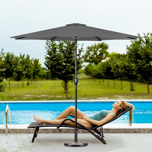 Simple Deluxe Patio Umbrella Outdoor, UV Protection Sunshade with Push Button Tilt/Crank and 8 Sturdy Ribs, for Table Garden Lawn Beach Pool