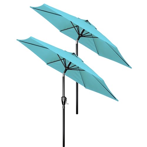 Simple Deluxe 9FT Outdoor Patio Umbrella Table Market Umbrella with Push Button Tilt and Crank, 8 Sturdy Ribs, UV Protection Waterproof for Garden, Lawn, Deck, Backyard, Pool