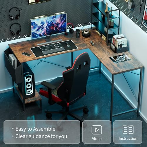 50-Inch Computer Gaming Corner L Shaped Desk, Sturdy Desk