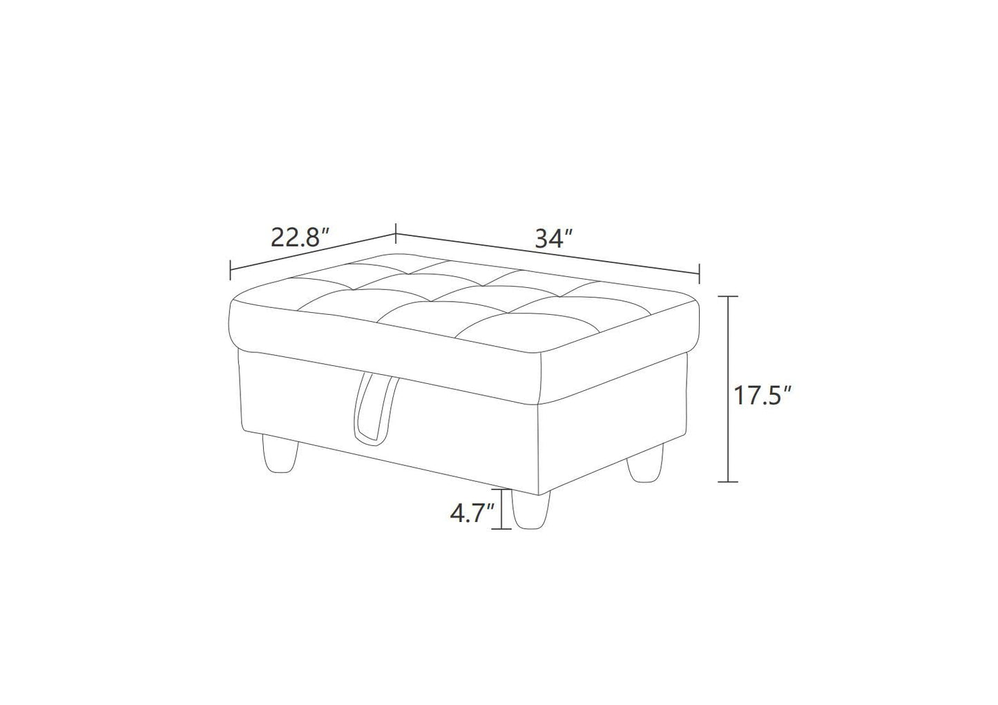 Simple Deluxe Taupe Flannel and PVC Storage Ottoman 35x23.5x17.5 - Room Decor, Organization and Storage Solution, Ottoman for Living Room, Bedroom