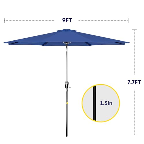 iPower 9ft Patio Umbrella Outdoor Table Umbrellas with 8 Sturdy Ribs, Push Button Tilt and Crank for Yard, Pool and Garden