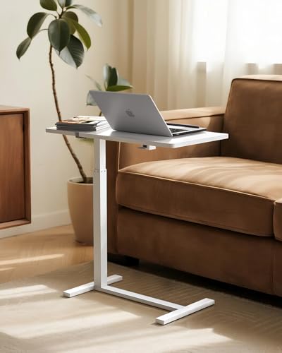 Overbed Bedside Table with Hidden Casters, Adjustable Hospital & Home Use Bed Table, Rolling Laptop Table, Movable Standing Desk