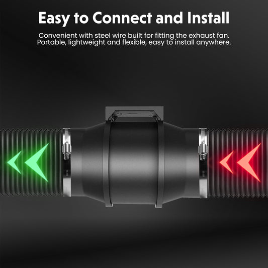 YSSOA 4 Inch 195 CFM Inline Duct Ventilation Fan Exhaust Fan, 8 Feet Long Flexible Dryer Vent Hose Aluminum Ducting for Grow Tent Air Circulation, Attic, Greenhouse