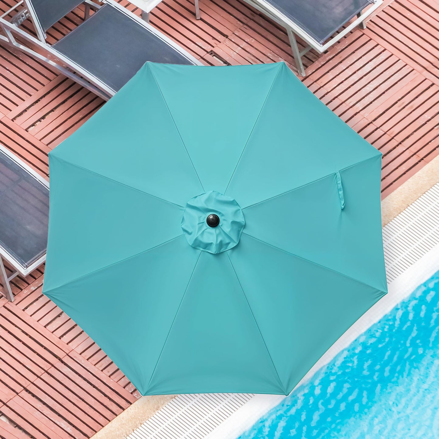 iPower 9ft Patio Umbrella Outdoor Table Umbrellas with 8 Sturdy Ribs, Push Button Tilt and Crank for Yard, Pool and Garden