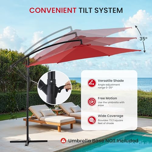Simple Deluxe 9.8ft Offset Umbrella Cantilever Patio Hanging Umbrella Outdoor Market Umbrella with Crank & Cross Base Suitable for Garden, Lawn, backyard and Deck, Blue