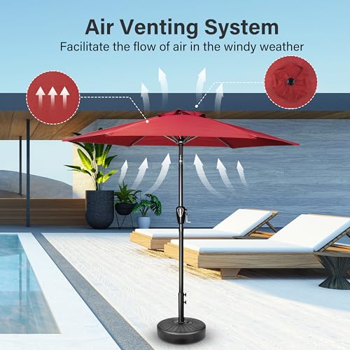 Simple Deluxe 9FT Outdoor Patio Umbrella Table Market Umbrella with Push Button Tilt and Crank, 8 Sturdy Ribs, UV Protection Waterproof for Garden, Lawn, Deck, Backyard, Pool
