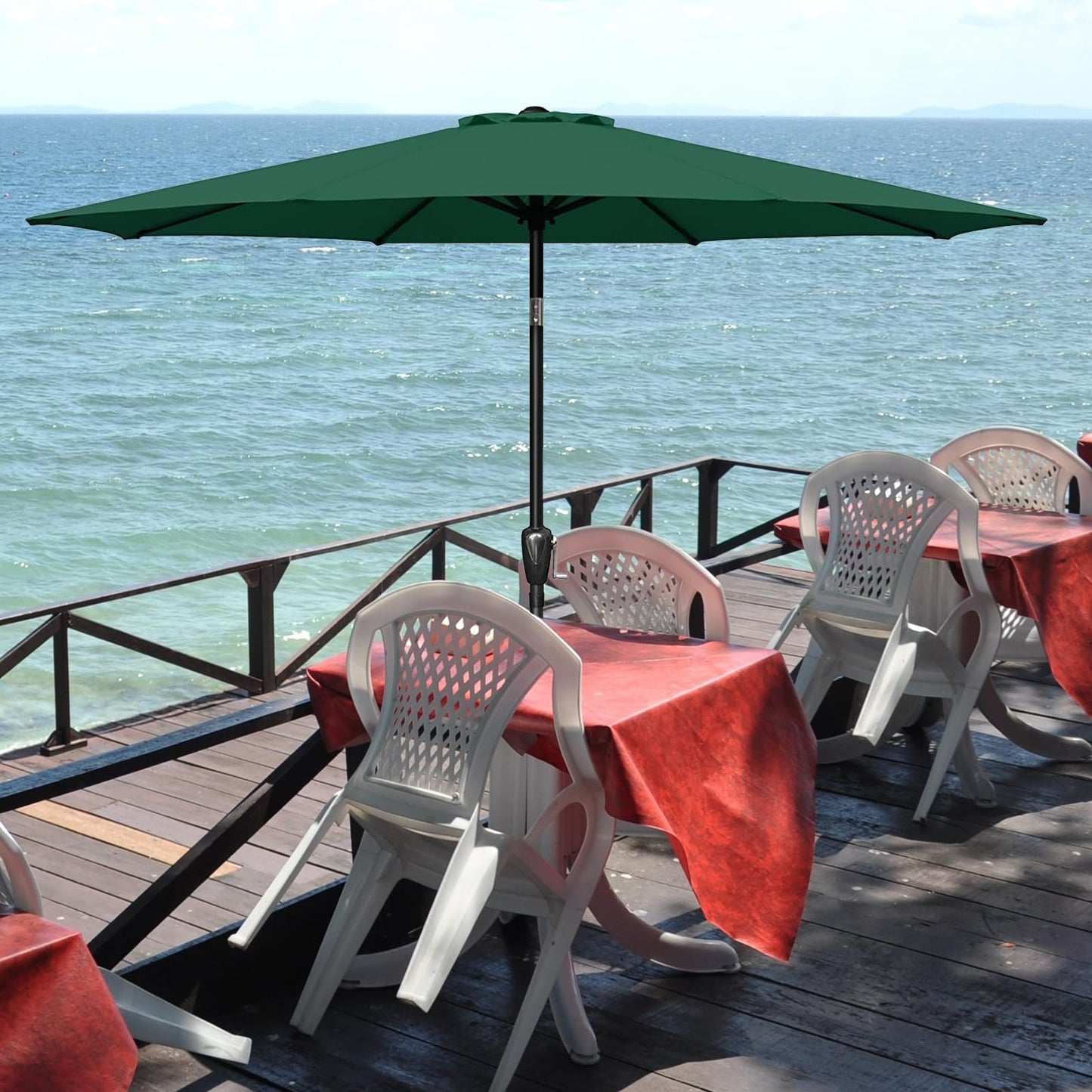 YSSOA Patio Umbrella Outdoor Table Market Yard Umbrella with 6 Sturdy Ribs