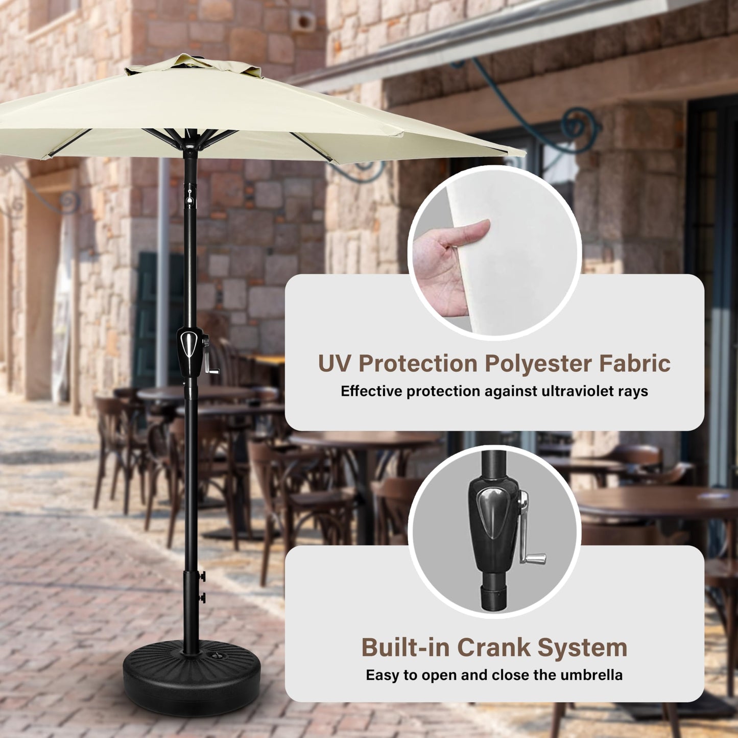 InfiniPower Outdoor Patio Umbrella Table Umbrellas with Push Button Tilt/Crank, UV Protection Waterproof for Garden Deck Backyard Pool,