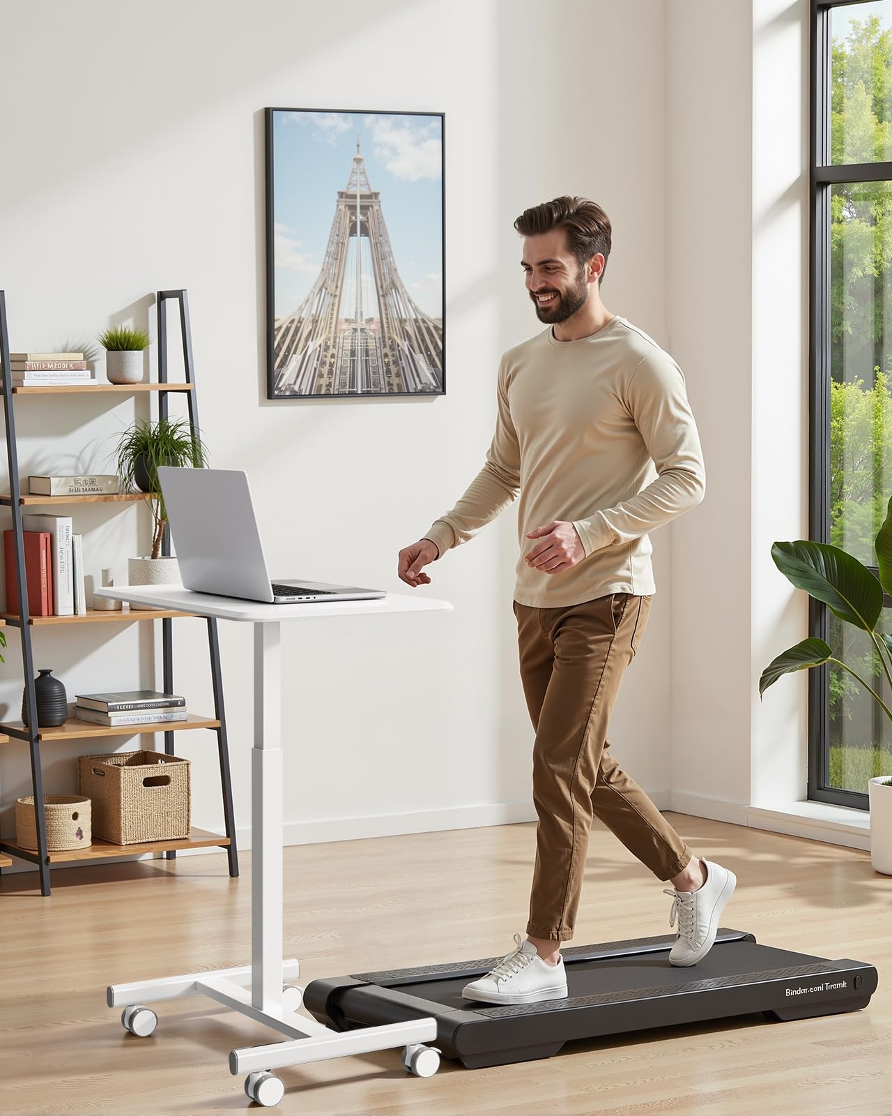 InfiniPower Mobile Small Standing Desk - Rolling Desk with Adjustable Height and Lockable Wheels, Sit-Stand Laptop Table, Portable Computer Workstation
