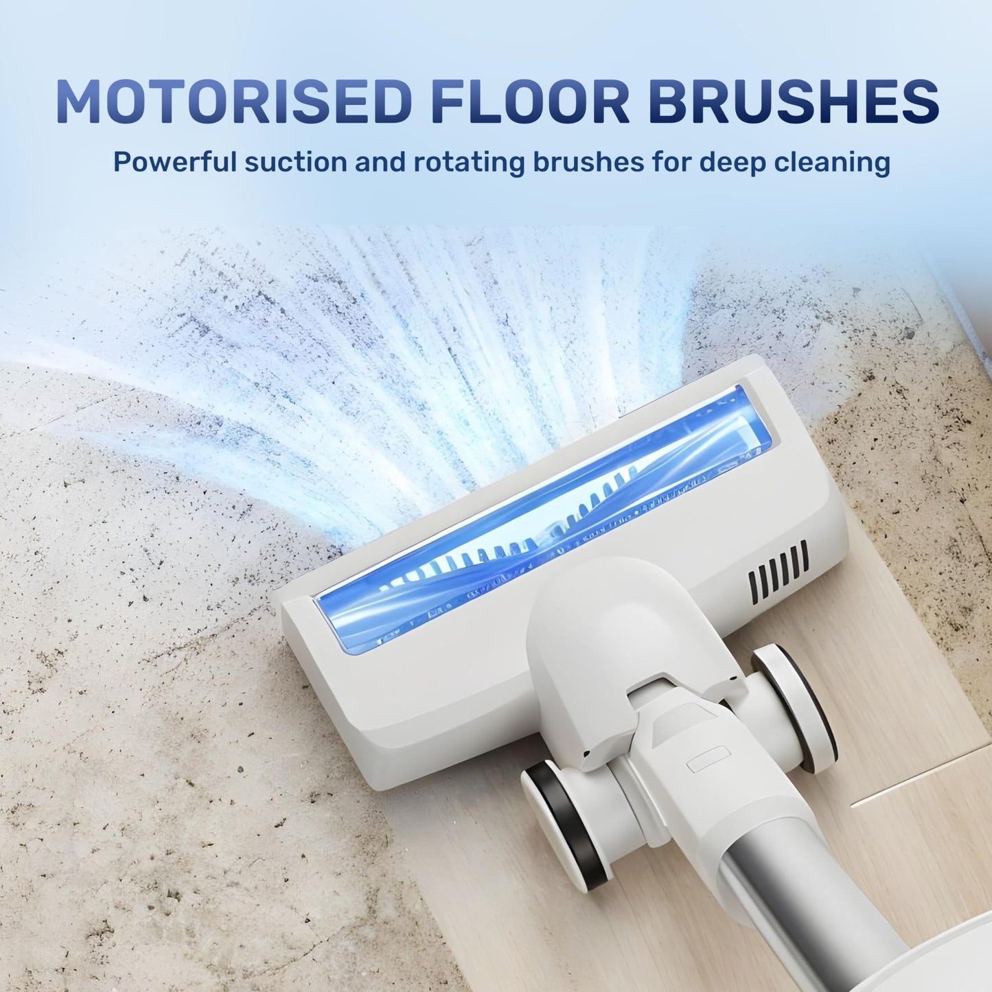 YSSOA Stick Cordless Vacuum Cleaner with 45 Mins Runtime, Lightweight Vac with LED, Electric Rechargeable Powerful Suction for Pet Hair, Hard Floor, Tile, White