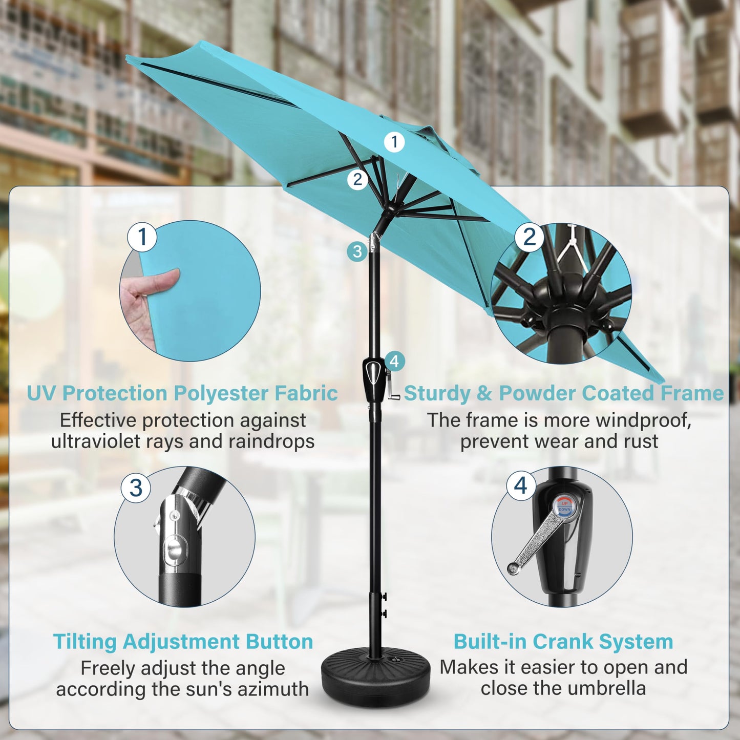 Simple Deluxe Patio Umbrella Outdoor Table Market Yard Umbrella with Push Button
