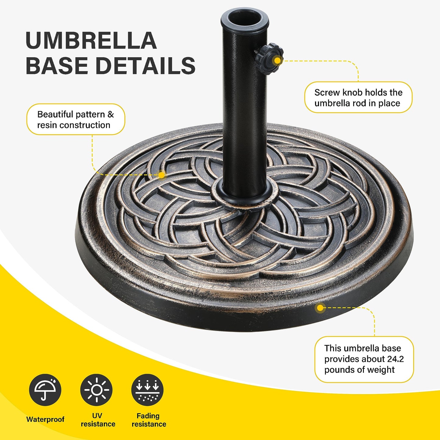 YSSOA Fillable Mobile Offset Patio Base Heavy Duty Market Cantilever Umbrella Stand Square