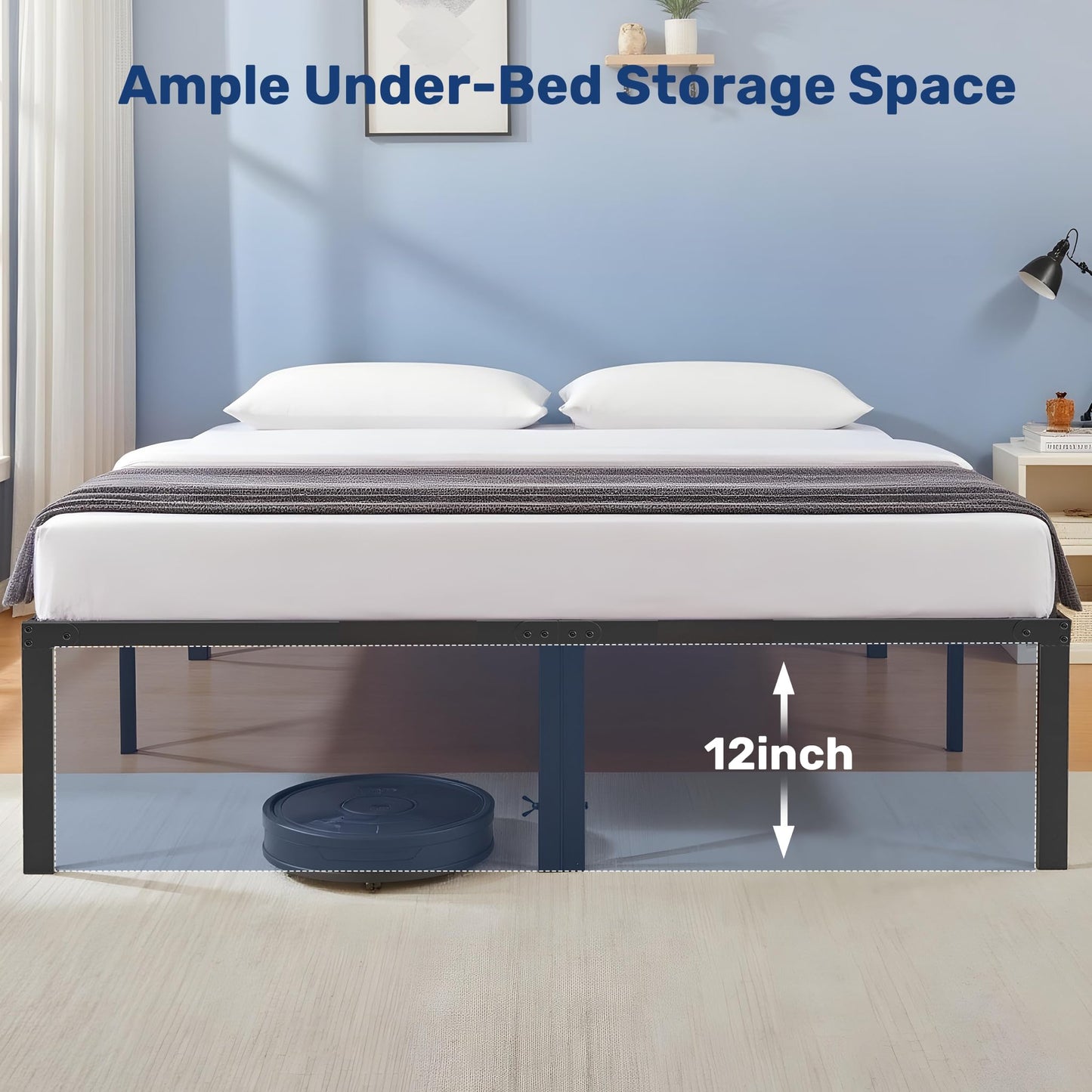 YSSOA Bed Frame, Space Under The Bed Heavy Duty Frame Bed