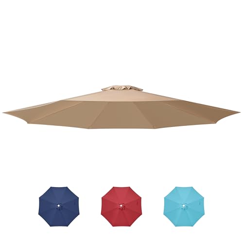 HealSmart 9' Patio Umbrella Replacement Canopy Cover with 8 Ribs, Outdoor Table Market Yard Umbrellas