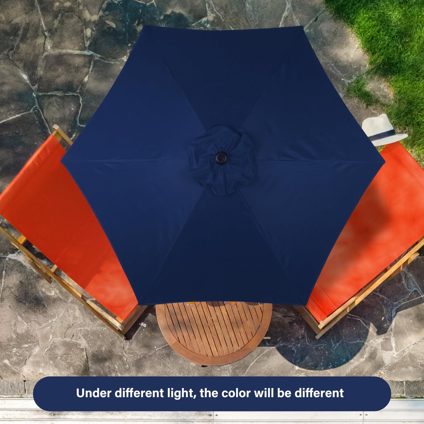 HealSmart 7.5ft Patio Umbrella with Push Button Tilt/Crank, Outdoor Table Market Yard Umbrella, 6 Sturdy Ribs for Garden, Deck, Backyard, Pool