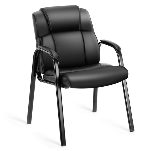 HealSmart Leather Guest Chair with Padded Arm Rest for Office Reception, Waiting Room, Meeting Conference, Lobby Home Desk Table Side Chairs for Elderly, Seniors