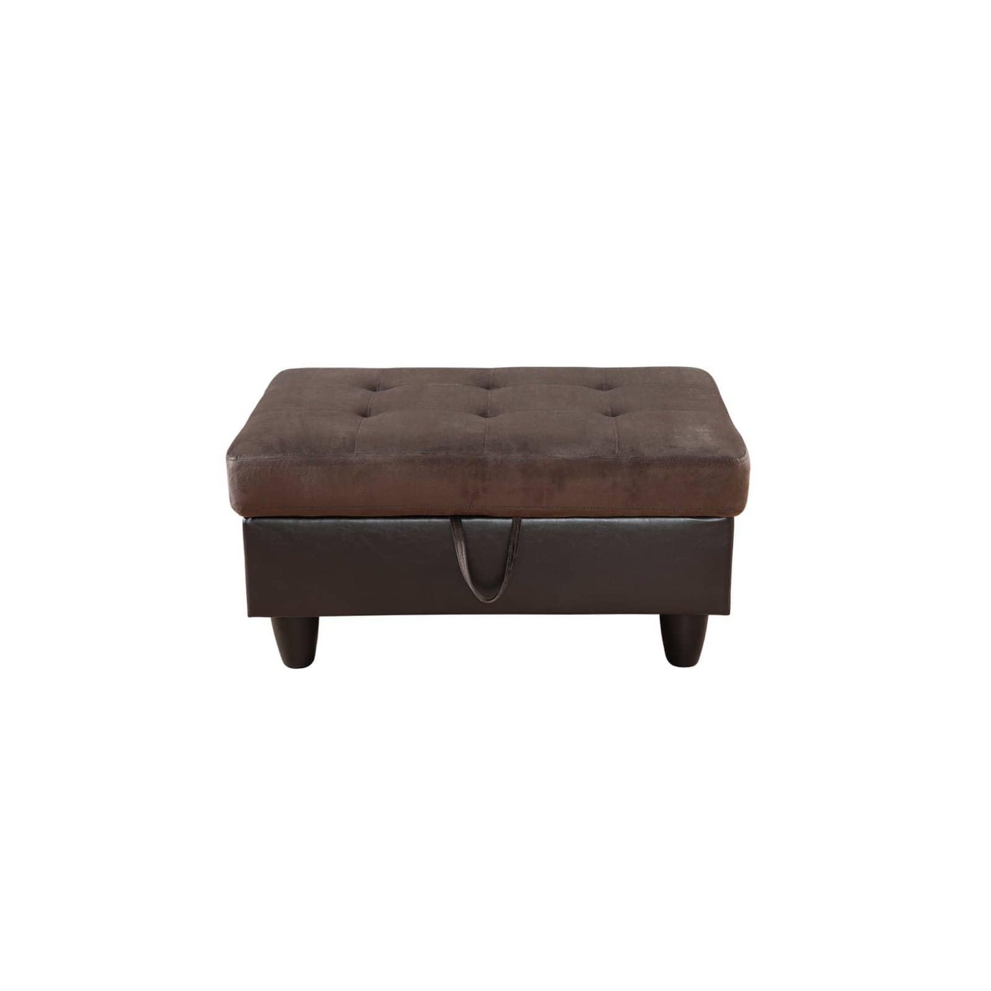 Simple Deluxe Taupe Flannel and PVC Storage Ottoman 35x23.5x17.5 - Room Decor, Organization and Storage Solution, Ottoman for Living Room, Bedroom