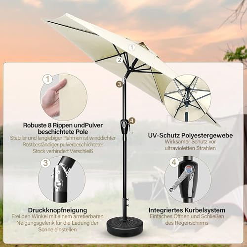 Simple Deluxe 9FT Outdoor Patio Umbrella Table Market Umbrella with Push Button Tilt and Crank, 8 Sturdy Ribs, UV Protection Waterproof for Garden, Lawn, Deck, Backyard, Pool