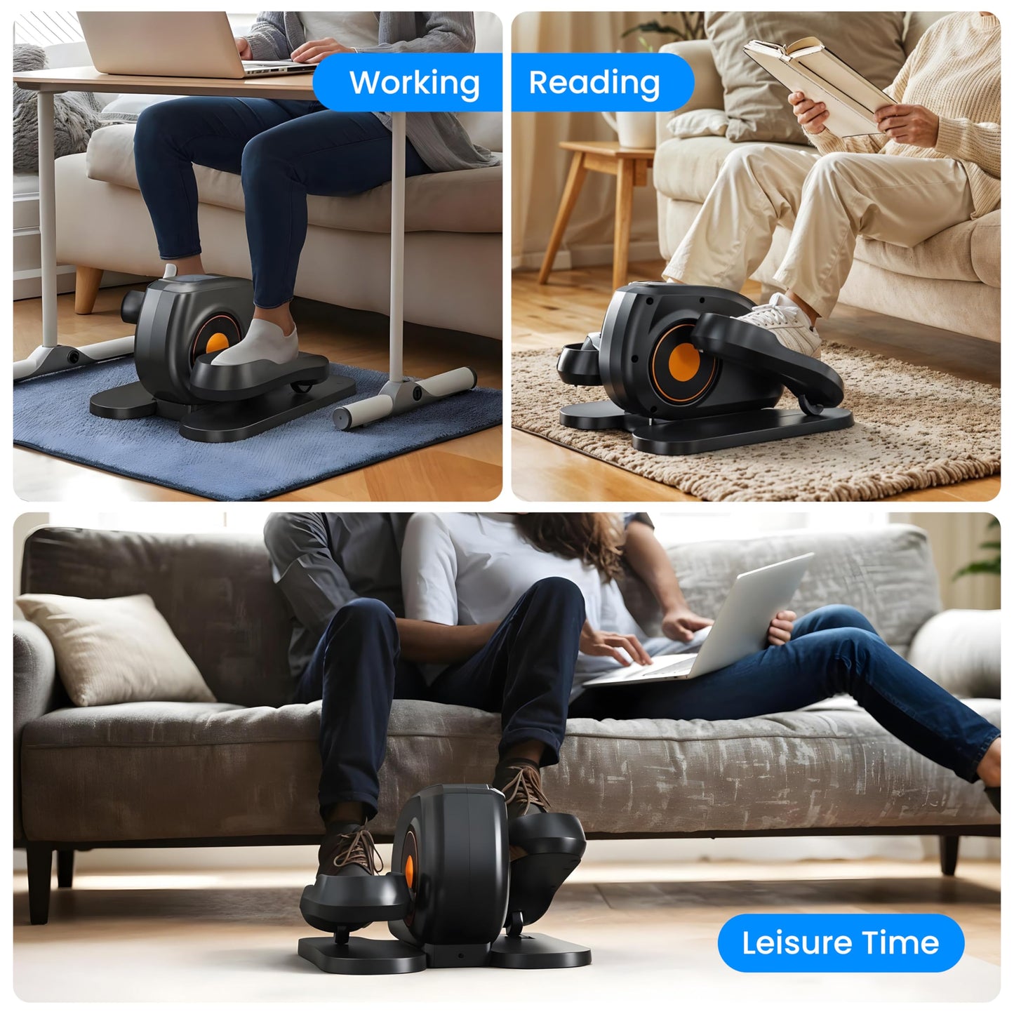 Under Desk Elliptical Machine with Remote Control, Electric Ellipse Leg Exerciser for Seniors Adults Home, 12 Adjustable Speeds, Quiet Portable Seated Pedal Exerciser, LED Monitor, Fully Assembled