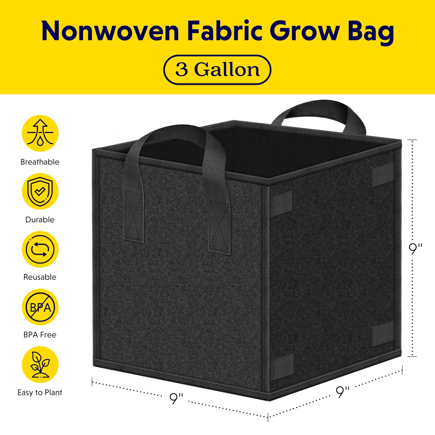 YSSOA Grow Bags Heavy Duty Thickened Nonwoven Aeration Fabric Pots with Handles, Cloth Pots for Plants, Vegetable, Flower, Tomato Potato