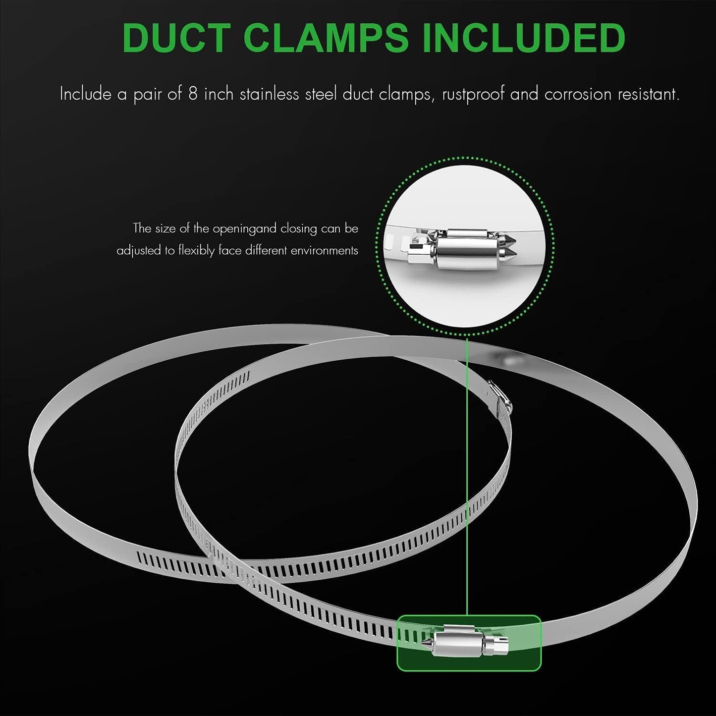 HealSmart Exhaust Inline Duct Fan Vent Booster Blower and Non-Insulated Flex Air Aluminum Foil Ducting for Indoor Grow Tent Hydroponics Ventilation