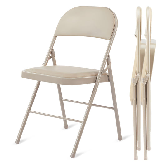 YSSOA 2 Pack Folding Chairs with Padded Vinyl Cushion Seats Commercial Event Seat