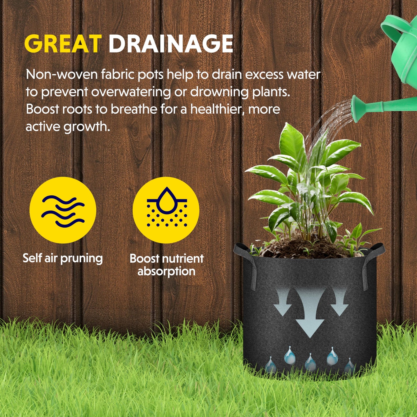 YSSOA Grow Bags Heavy Duty Thickened Nonwoven Aeration Fabric Pots with Handles, Cloth Pots for Plants, Vegetable, Flower, Tomato Potato