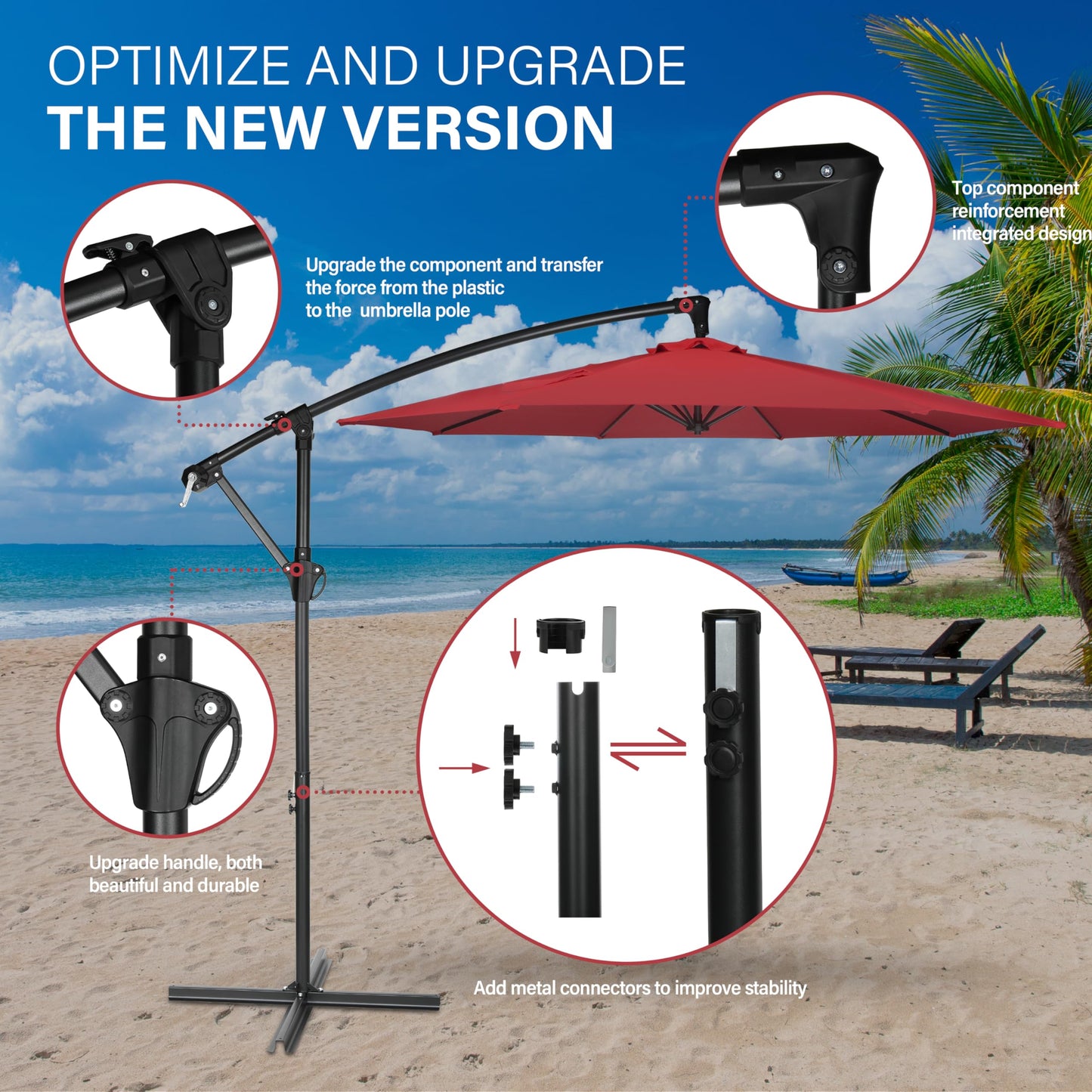 YSSOA 10ft Cantilever Patio Umbrella, Offset Hanging Outdoor Market Umbrellas with Cross Base and Crank for Garden, Lawn and Deck