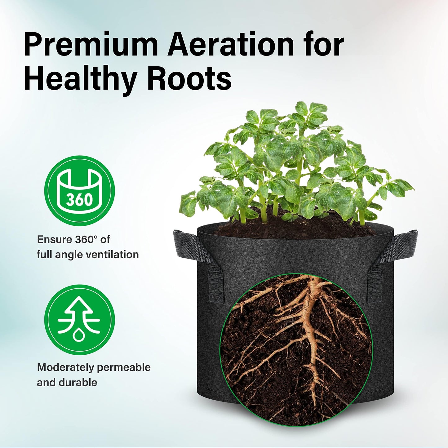 YSSOA Nonwoven Fabric Plant Pots with Handles,