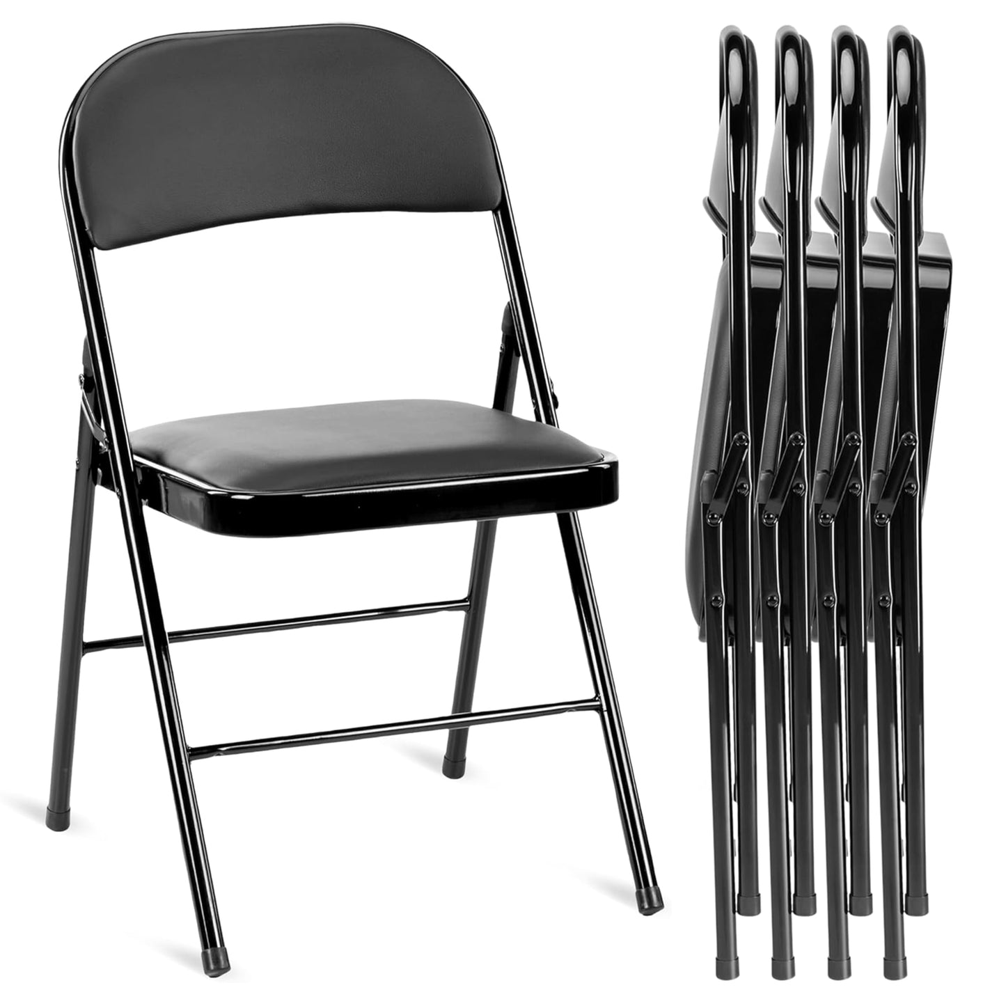 YSSOA 2 Pack Folding Chairs with Padded Vinyl Cushion Seats Commercial Event Seat