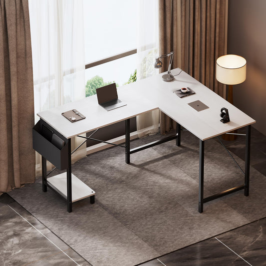 Miibox 50" L Shaped Gaming Desk with Reversible Corner - Home Office Computer Desk with Wood Top, Metal Frame, CPU Stand & Storage Bag for Small Space, Gaming Room