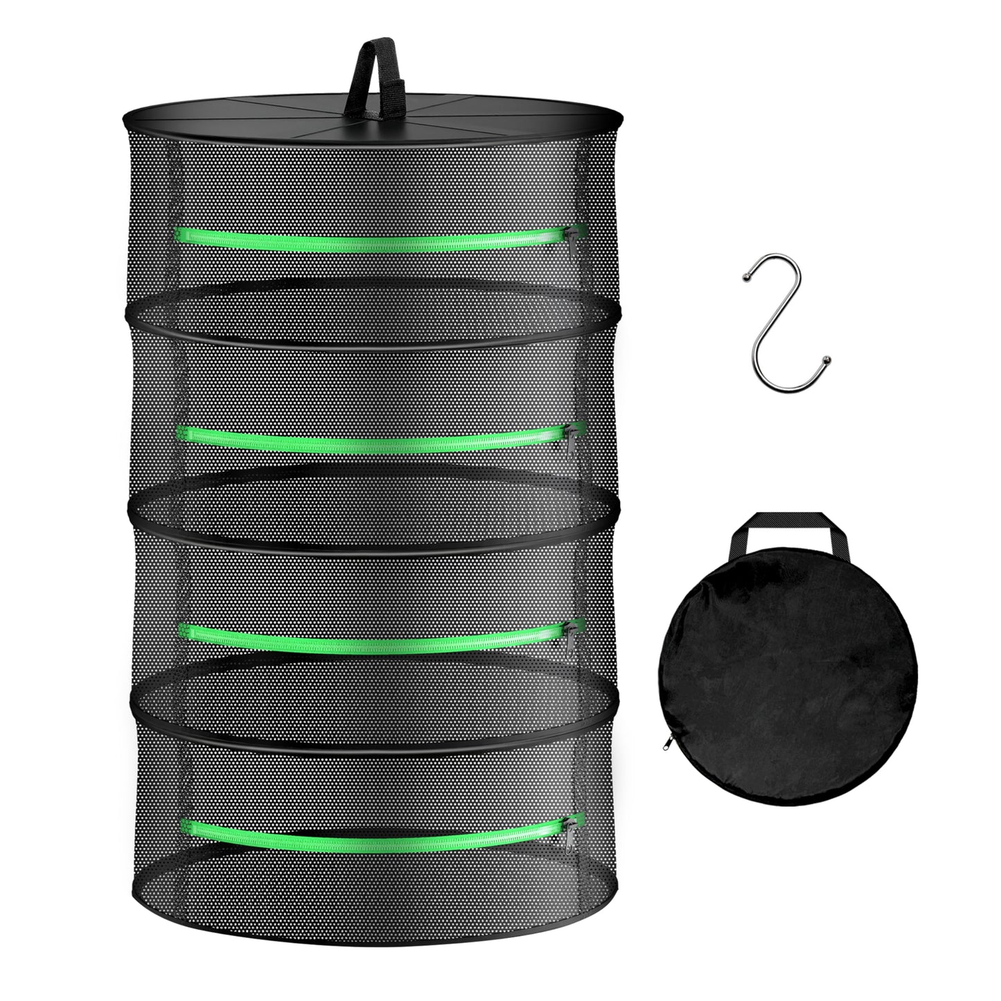 YSSOA Herb Drying Rack Zippered Hanging Dryer with Garden Pruning Shear and Hook for Hydroponics Herb, Plant, Seed, Bud