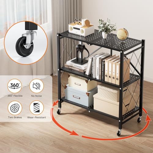 Simple Deluxe 3-Tier Folding Storage Shelves,