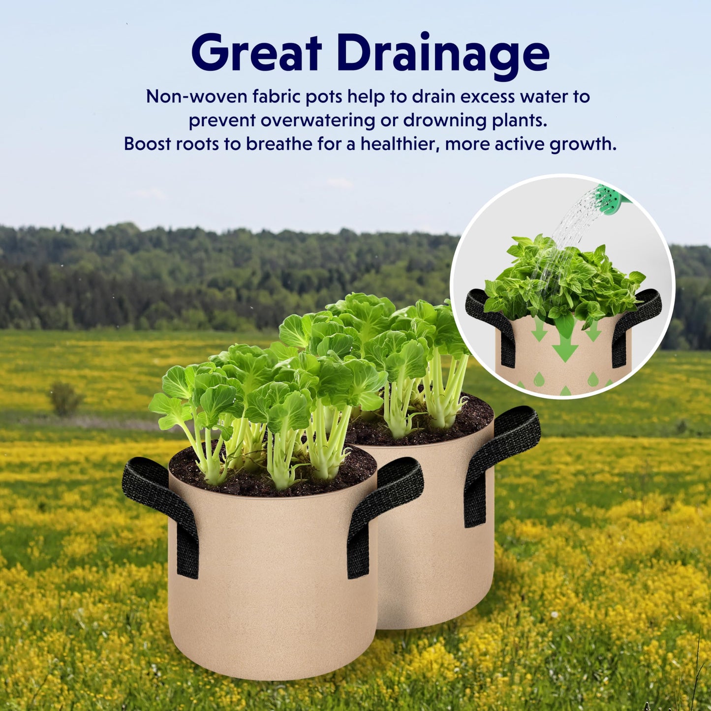YSSOA Grow Bags Heavy Duty Thickened Nonwoven Aeration Fabric Pots with Handles, Cloth Pots for Plants, Vegetable, Flower, Tomato Potato