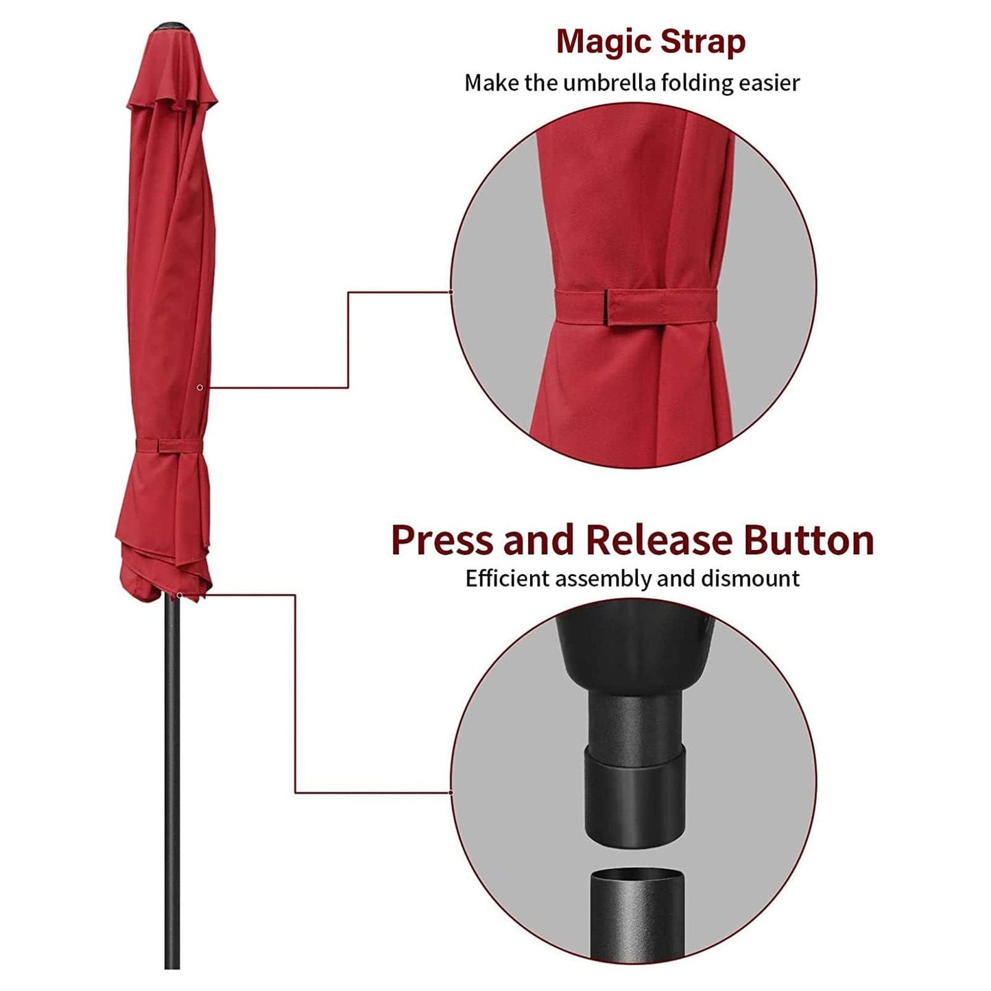 Simple Deluxe Patio Umbrella Outdoor, UV Protection Sunshade with Push Button Tilt/Crank and 8 Sturdy Ribs, for Table Garden Lawn Beach Pool