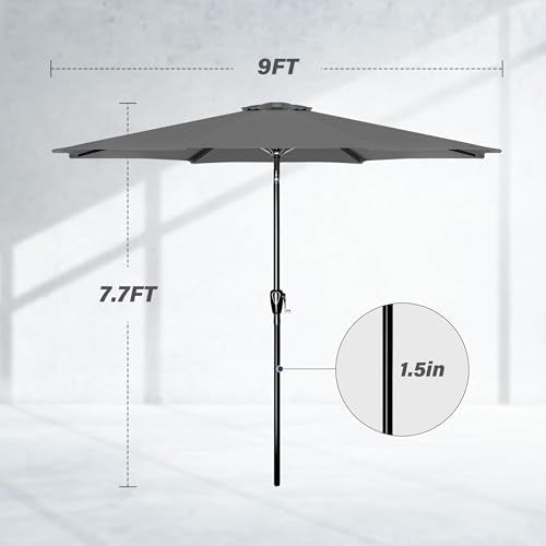 Simple Deluxe Patio Umbrella Outdoor, UV Protection Sunshade with Push Button Tilt/Crank and 8 Sturdy Ribs, for Table Garden Lawn Beach Pool
